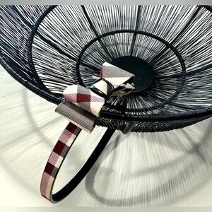 THIN CHECK pattern headband with bow. *Brand New*